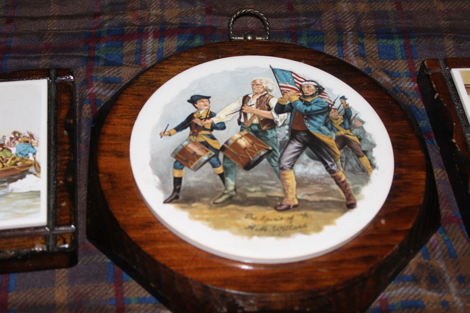 (3) Ceramic Wooden Civil War Independence Wall Plaques