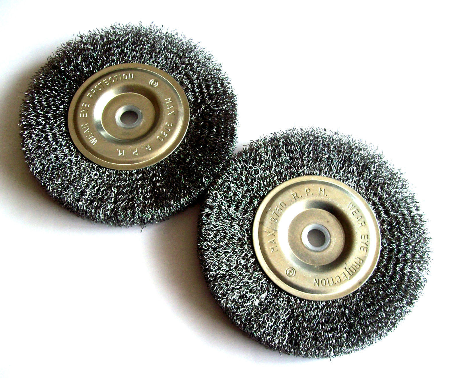 New 2pc 6" Steel Wire Wheel Brush FOR Bench Grinders w / 1/2" Arbor