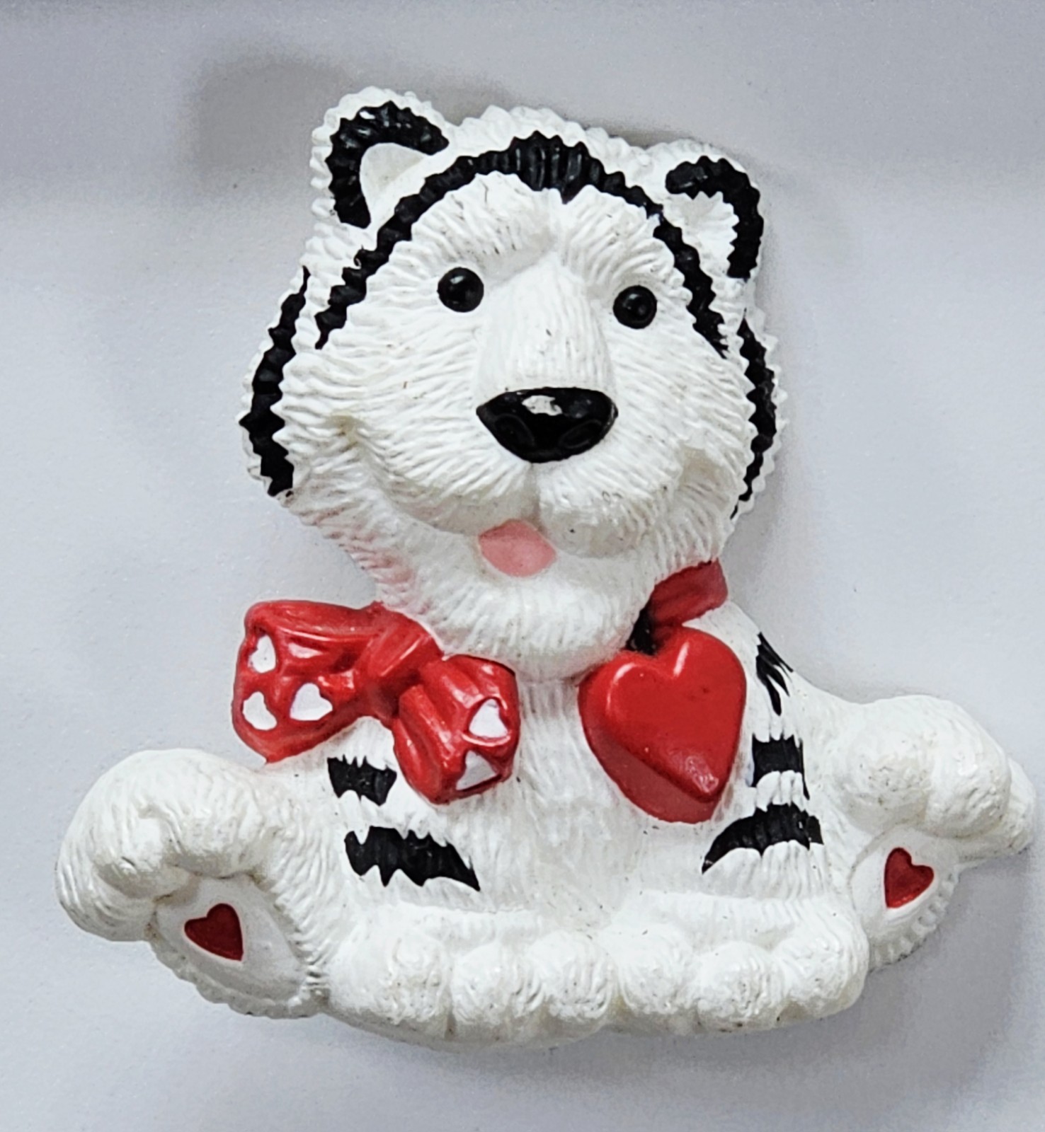 Vintage Hallmark White Tiger Heart Valentine's Day Brooch - 1990s - 2 Inches
