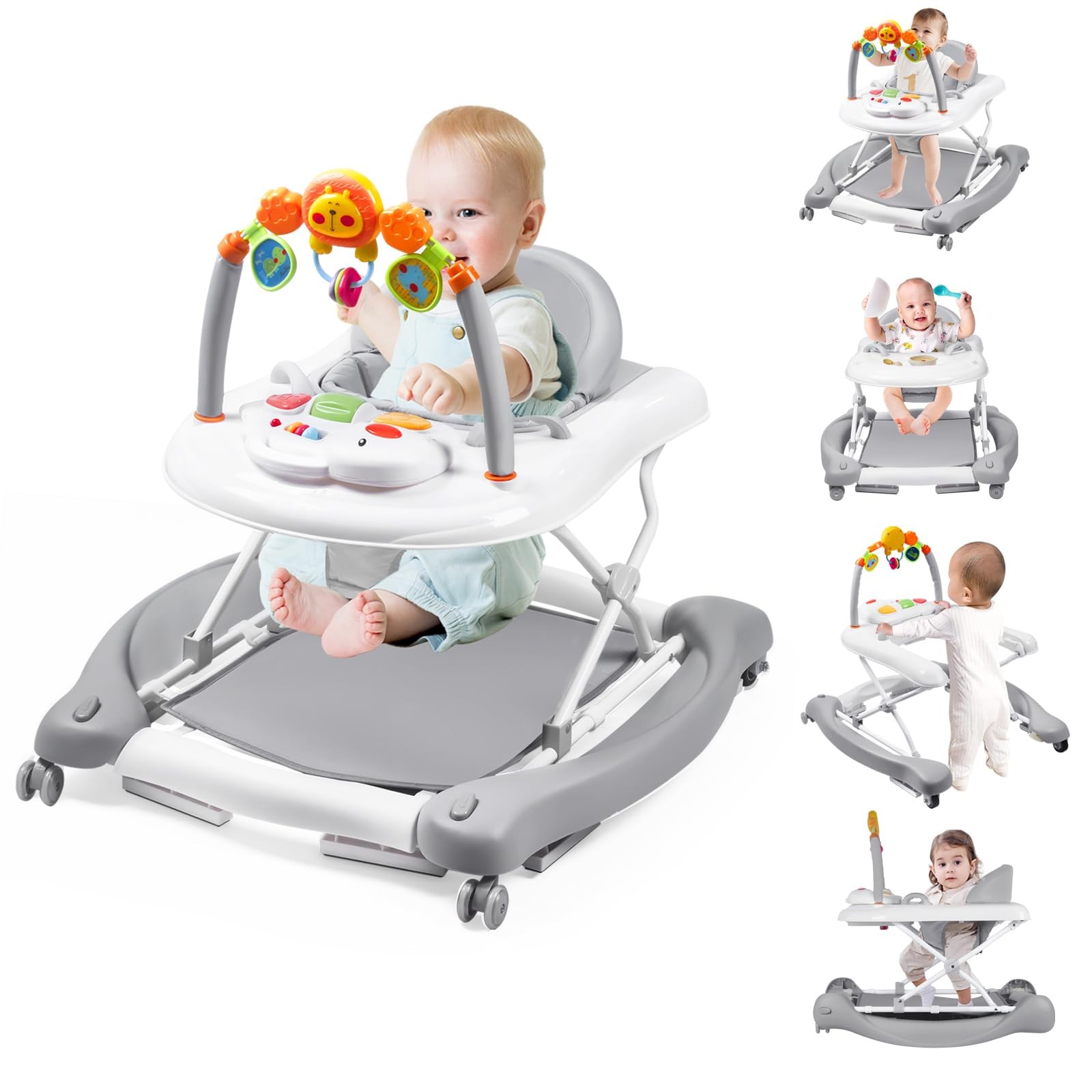 Boyro Baby Walker, 5-in-1 walker for baby boy 6-12 Month, h-Light Gray