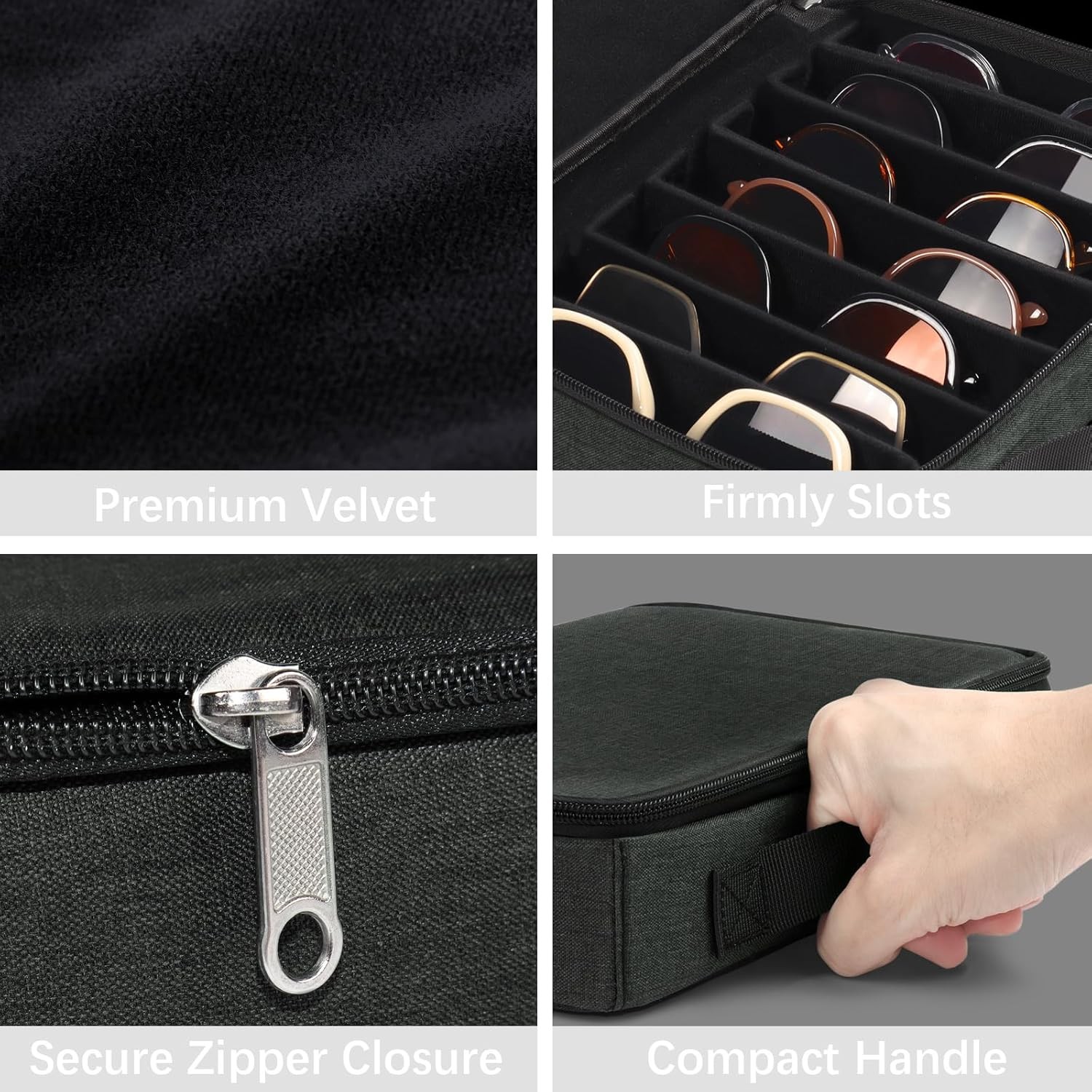 8Pack Sunglasses Organizer Case Adjustable Slot For Multiple Eyeglasses Portable