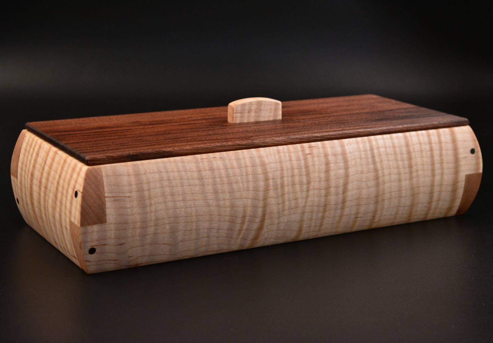Wood box made from CURLY MAPLE and WALNUT trinket valet jewelry keepsake