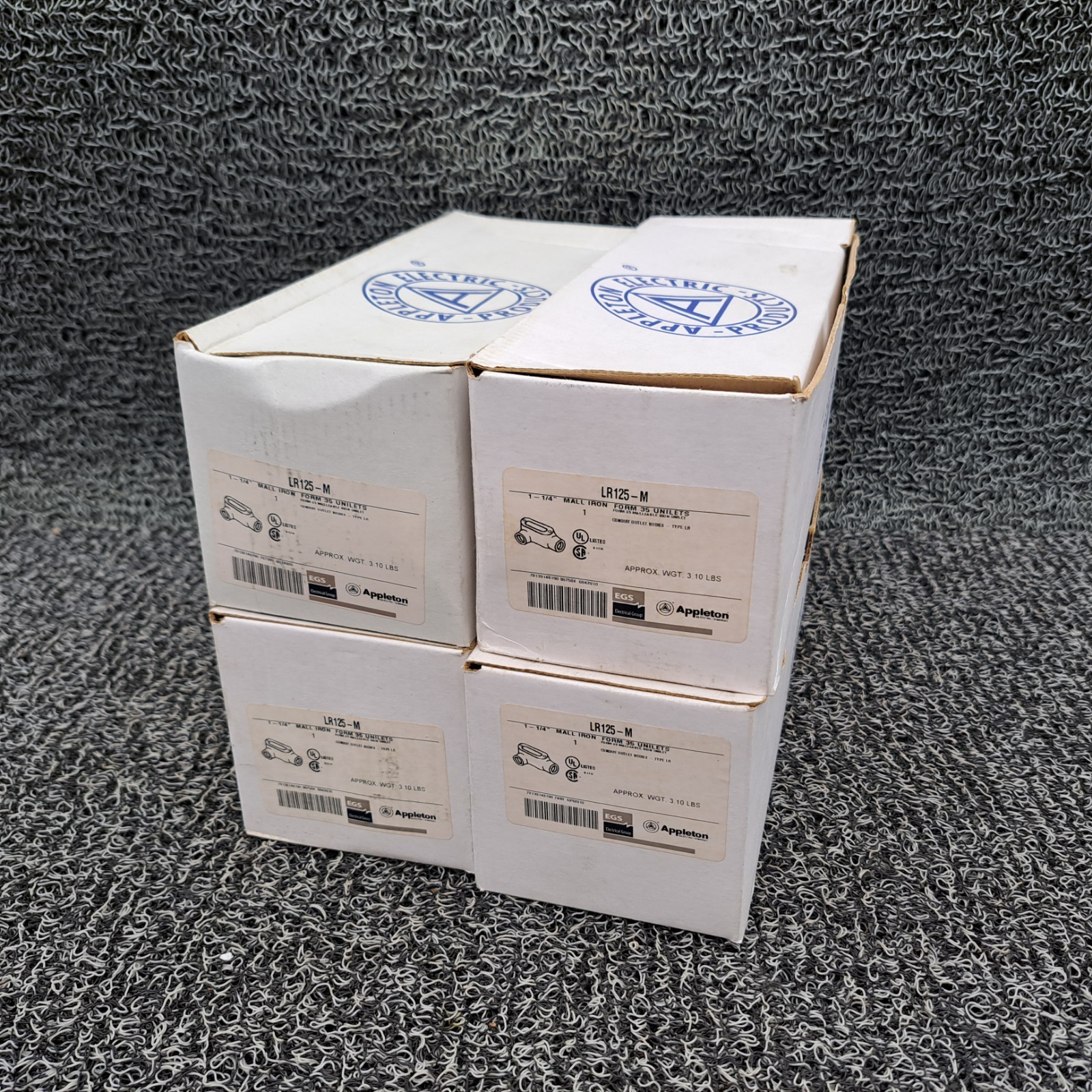 Appleton LR120-M,  1-1/4" Form 35 Malleable Iron Conduit LR Body. Lot of 4