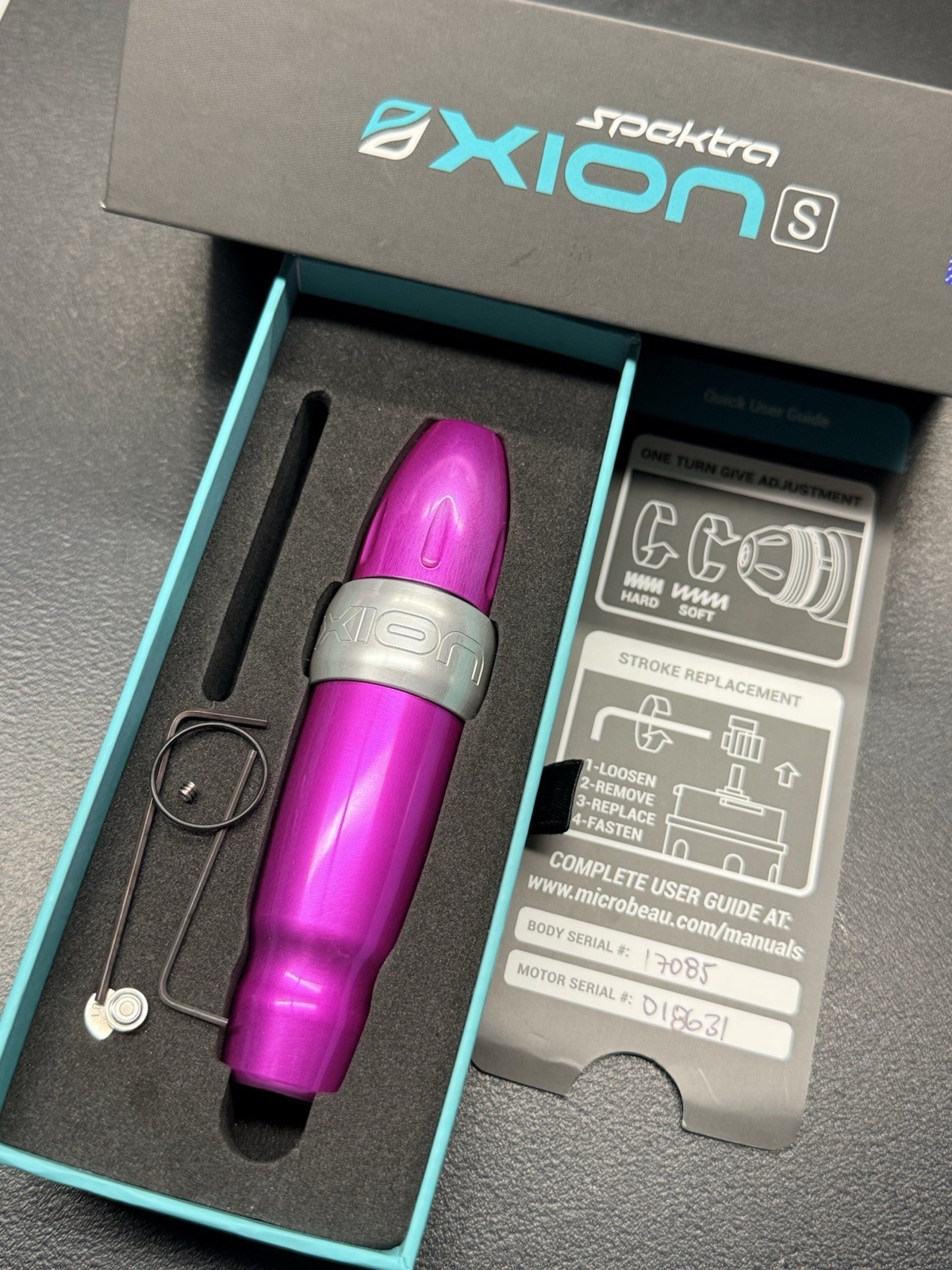 Spektra Xion S Adjustable Rotary Tattoo Pen BUBBLEGUM PINK with Tool & Spring