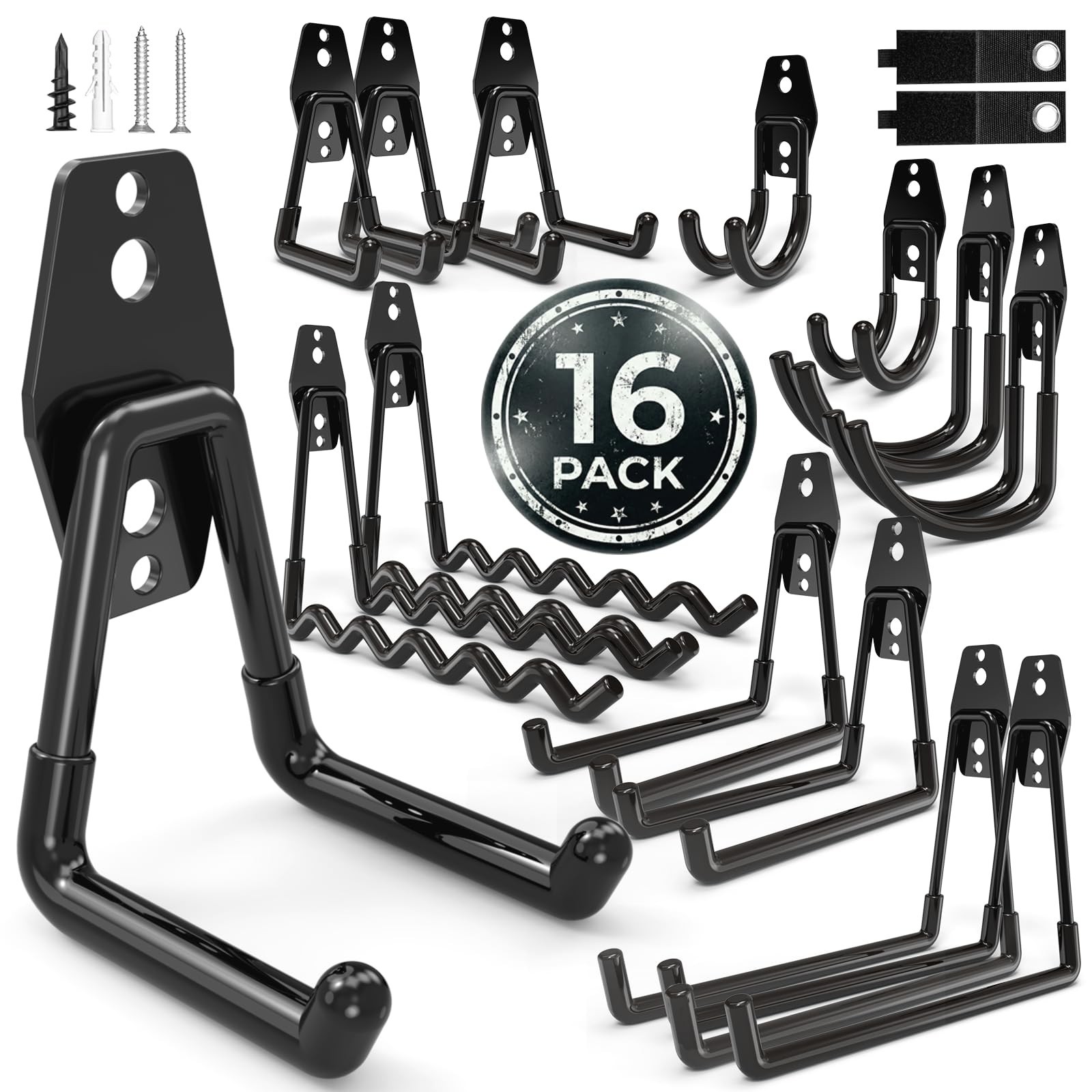 16 Pack Garage Hooks Heavy Duty Wall Mount Storage Hangers Holder Organizer, ...