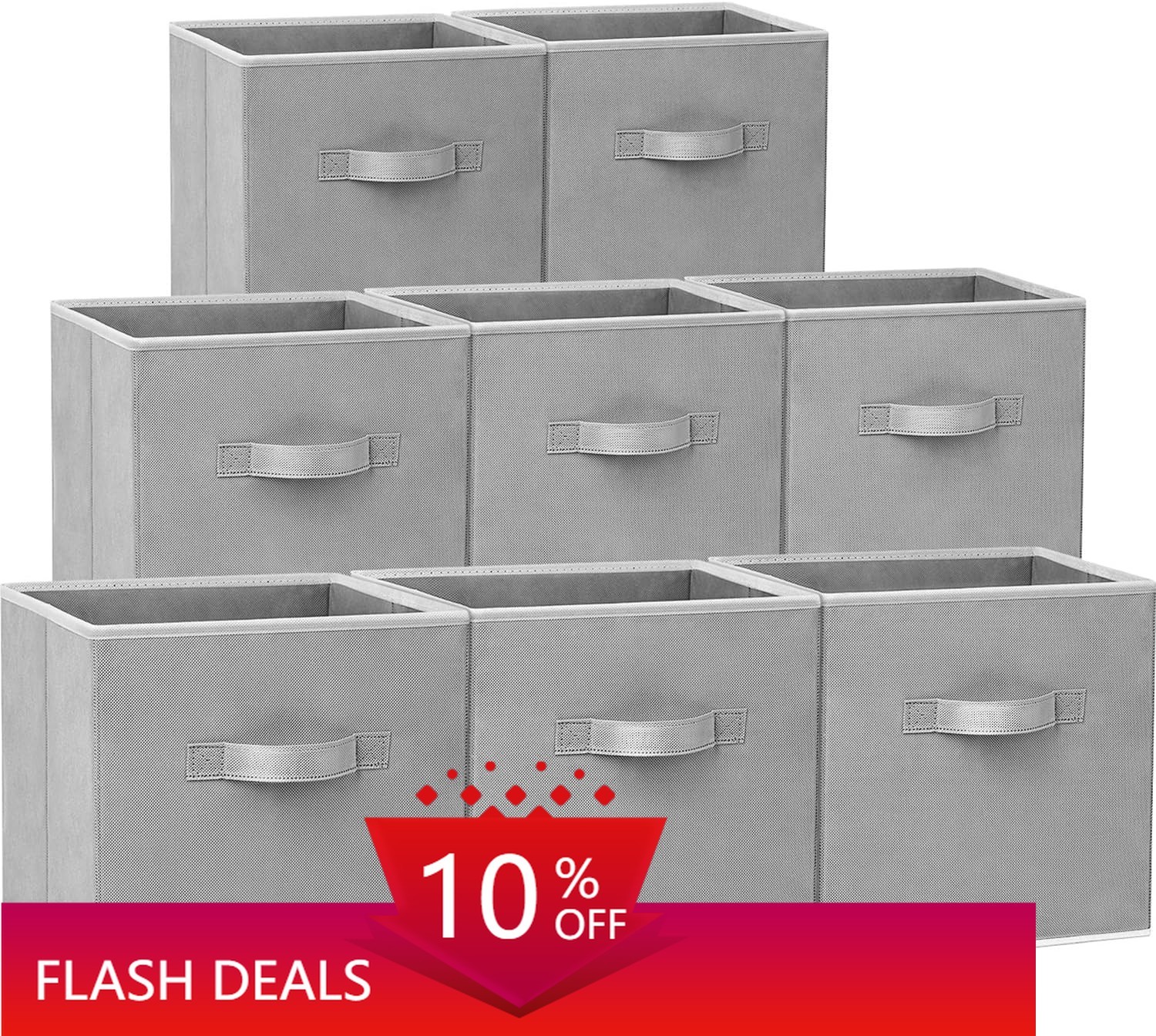 NEW.11-inch Fabric Wardrobe Storage Box(Suitable for Shelves), 8-Piece Set(Gray)