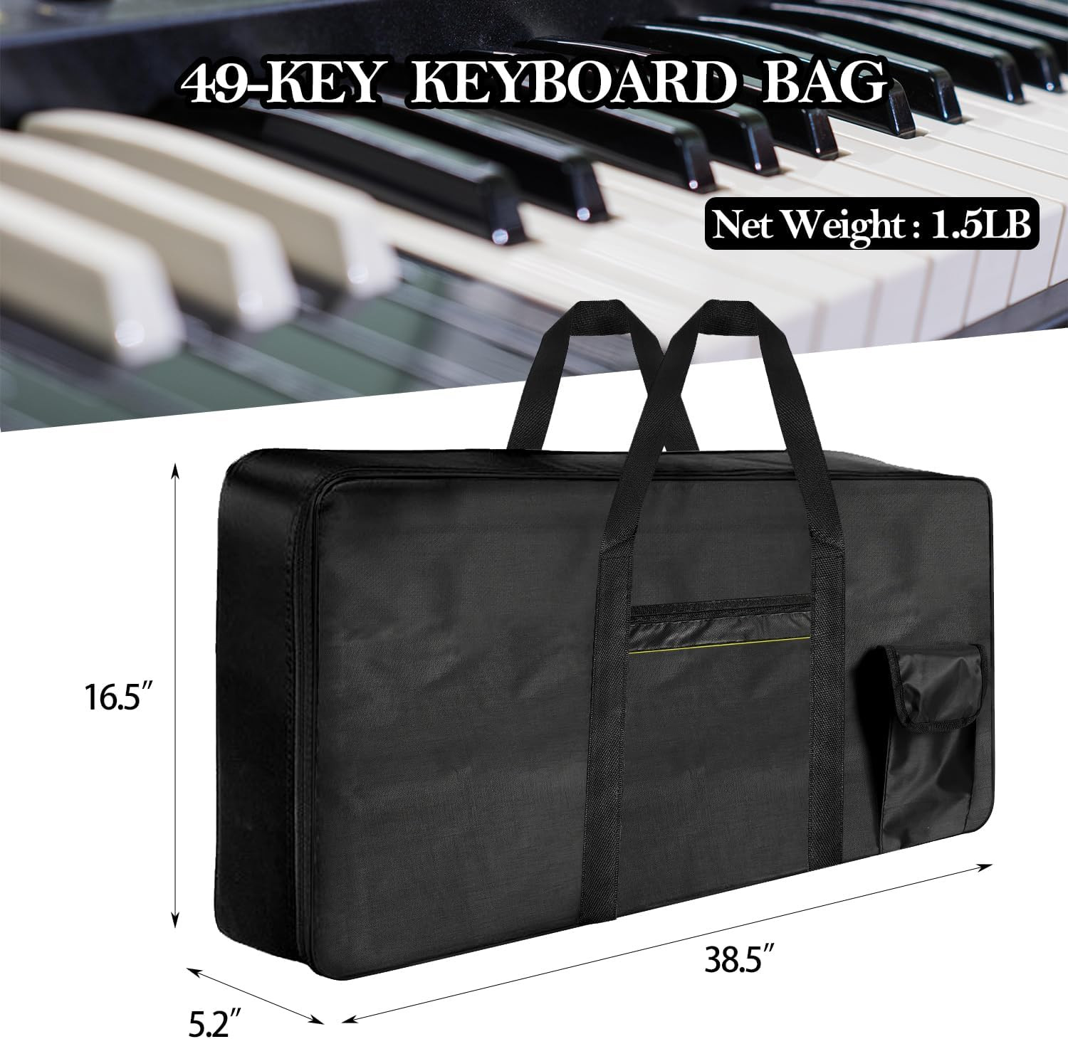 49-Key Keyboard Bag Electric Piano Keyboard Gig Bag 38.5"X16.5"X5.2" for Carryin