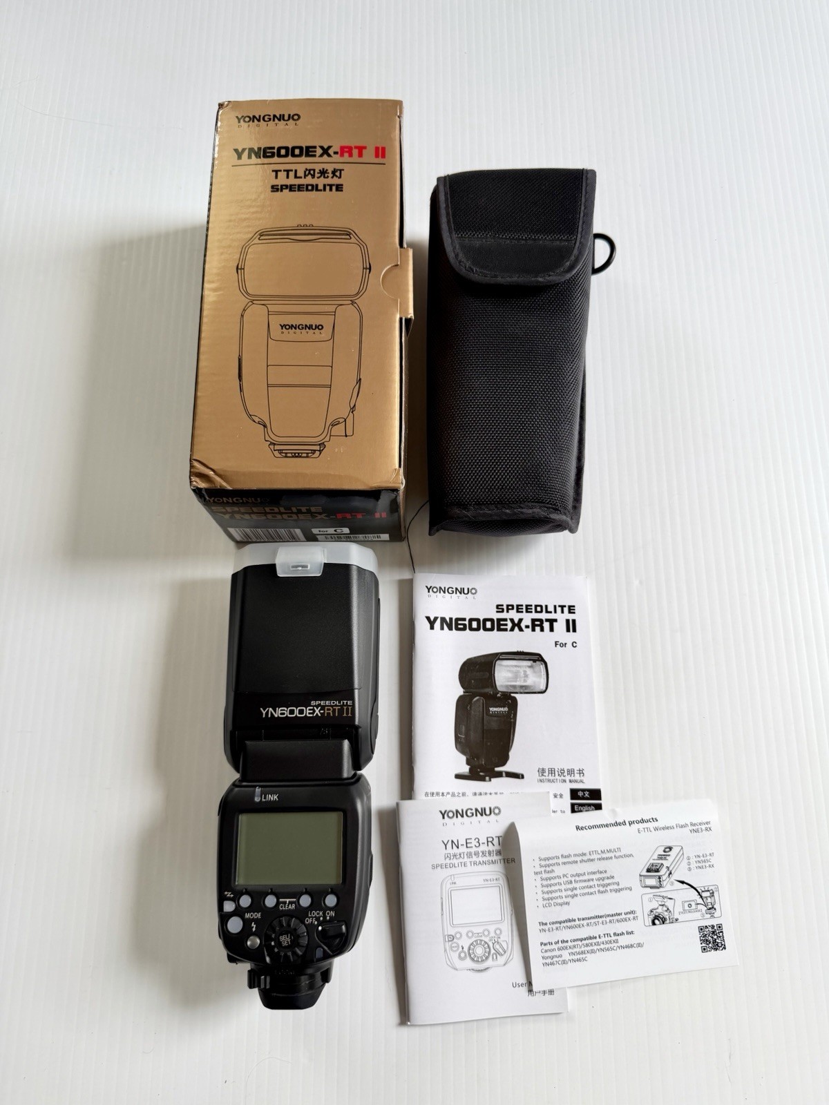 Yongnuo YN600EX-RT II Wireless TTL Speedlite Flash for Canon with Case & Box
