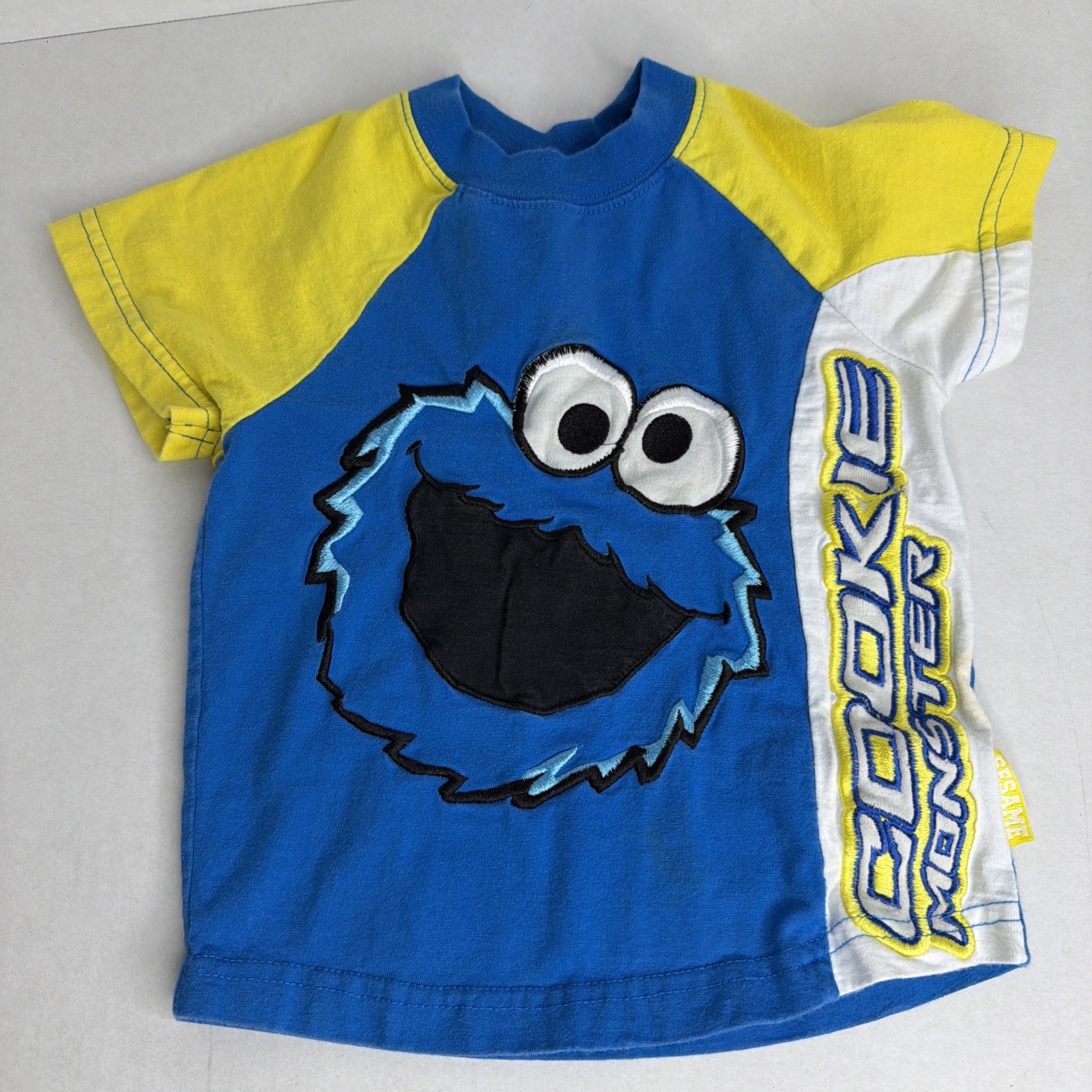 VTG 2005 Sesame Street Cookie Monster Graphic Spell Out Embroidery Boys 2T
