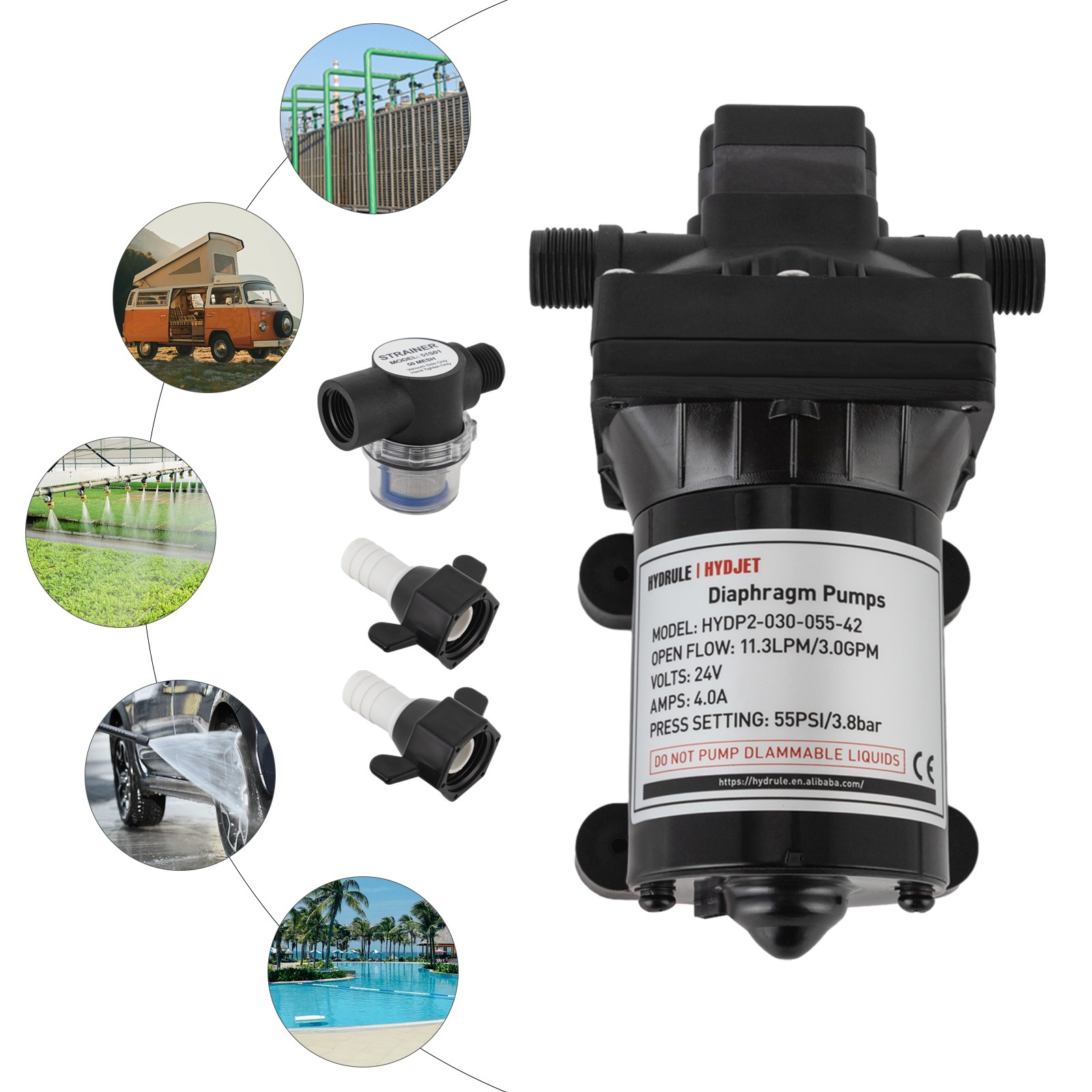 Water Diaphragm Pressure Pump 55psi  Self-priming Pump Pressure Pump For Rv/boat