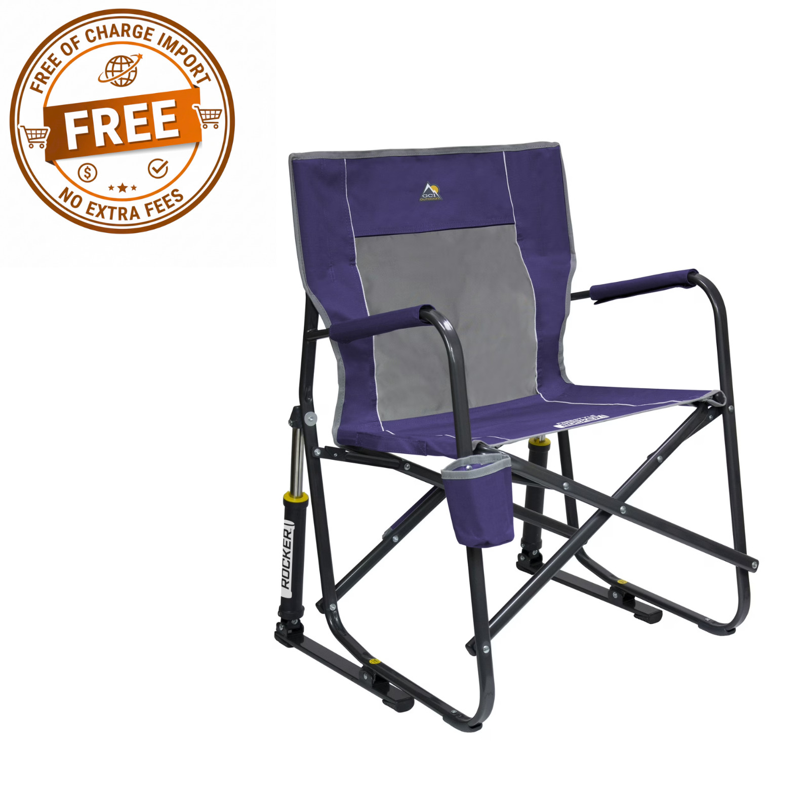 GCI Outdoor Freestyle Rocker Foldable Rocking Camp Chair Portable Purple 250 lbs