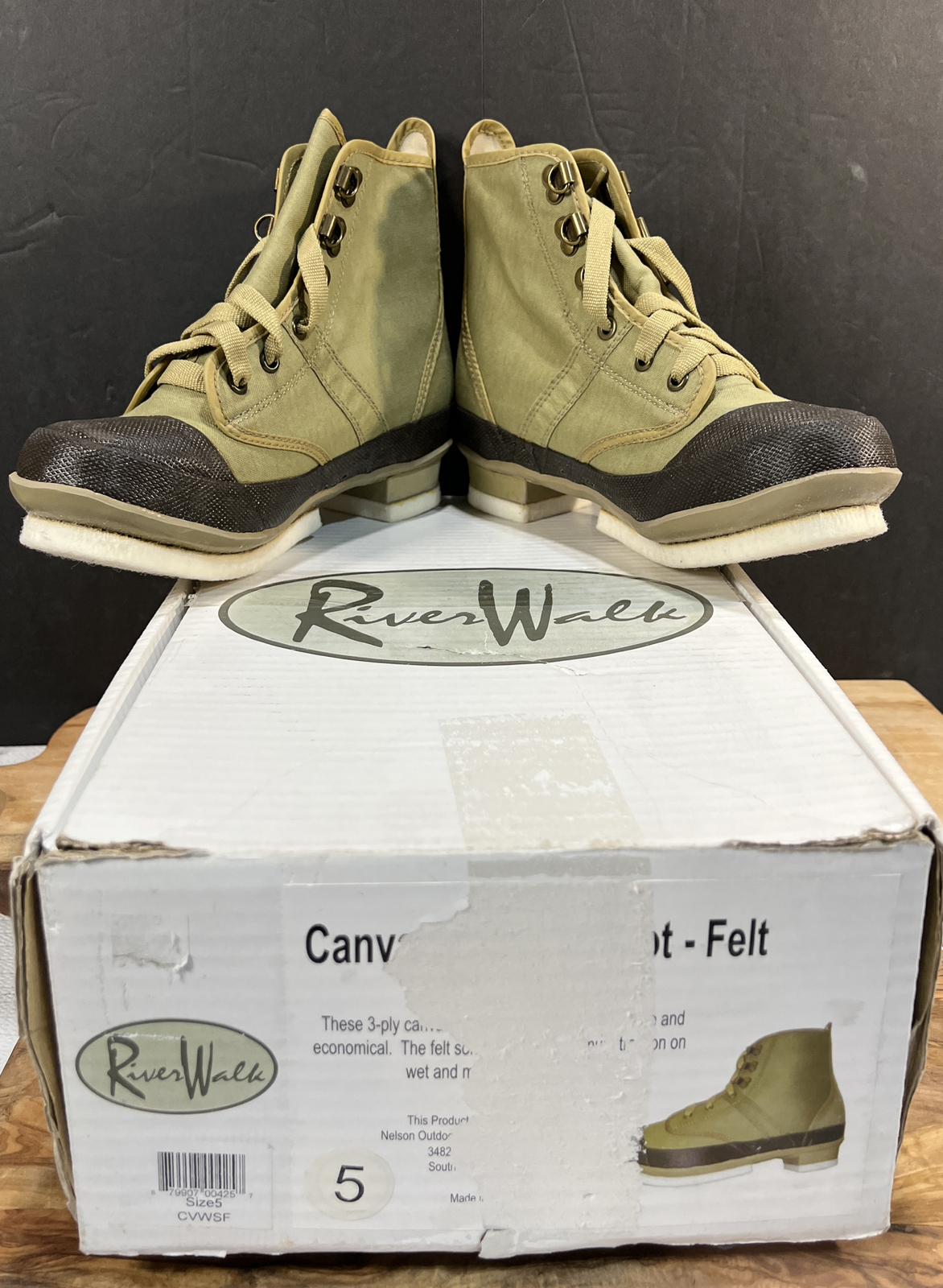 River Walk Felt Bottom Fishing Boots Steel Shank Canvas Nelson Outdoor