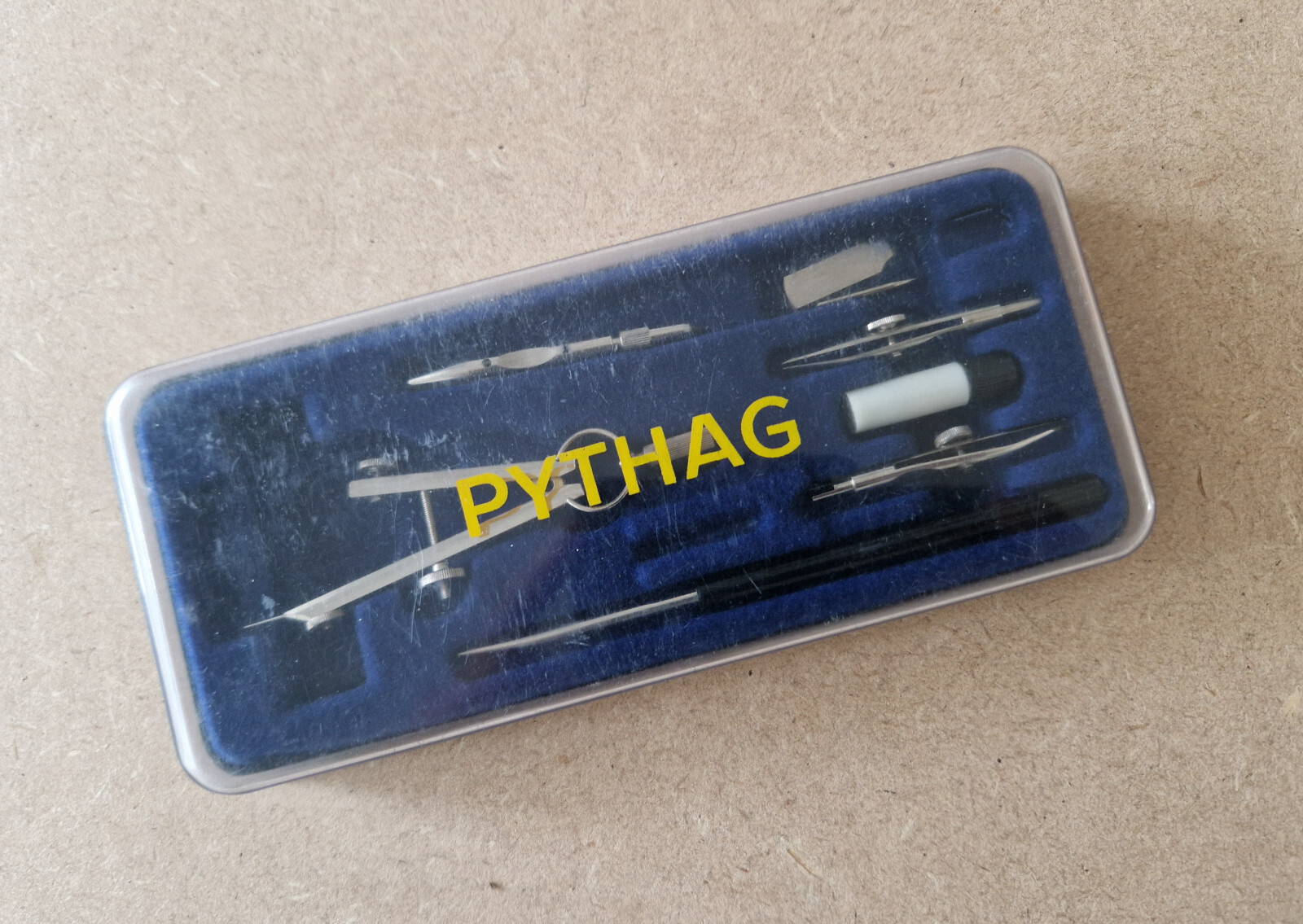 Vintage Pythag drafting compass drawing set In Case