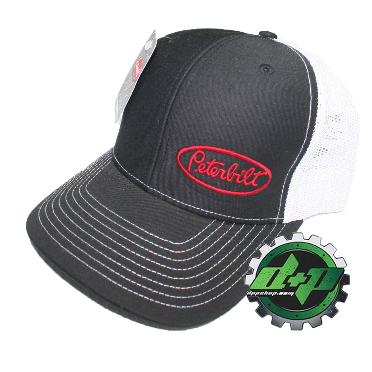 Peterbilt trucks Black w/ White Mesh back side logo diesel base ball cap hat