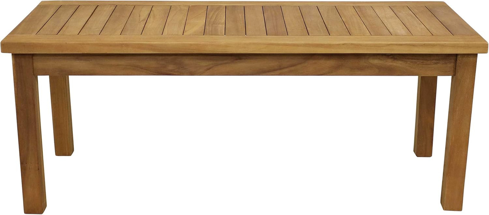 45-Inch Solid Teak Outdoor Coffee Table - Light Brown Finish