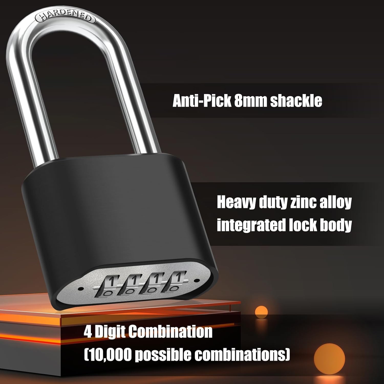 2.5in Long Shackle Combination Lock, 2 Pack Large Outdoor Weatherproof Padlock,