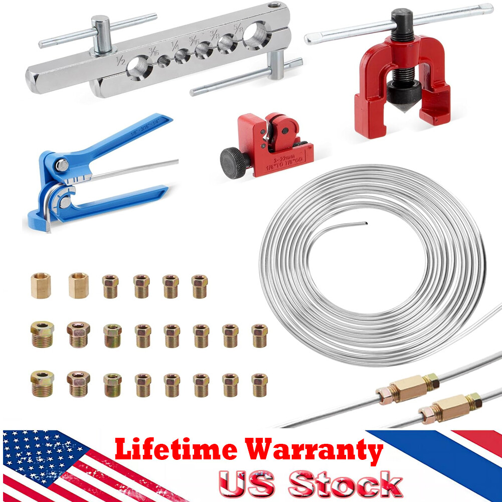 25Ft 3/16" Zinc-Coated Brake Line Kit (16 Fittings, 2 Union and 4 Nut) Accessory