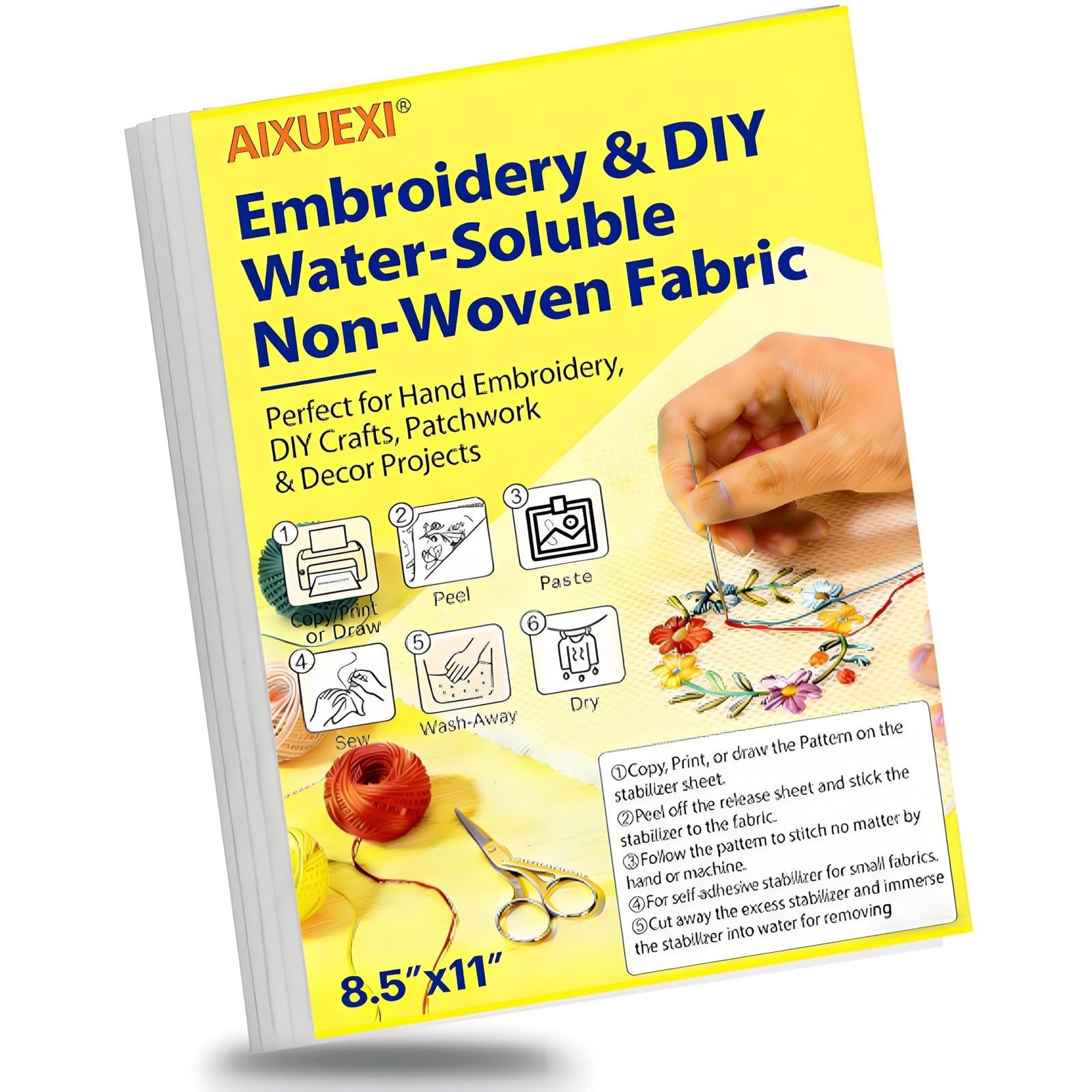 4pcs 8.5 * 11inch Sticky Water Soluble Embroidery Stabilizer, Printable & Dra...