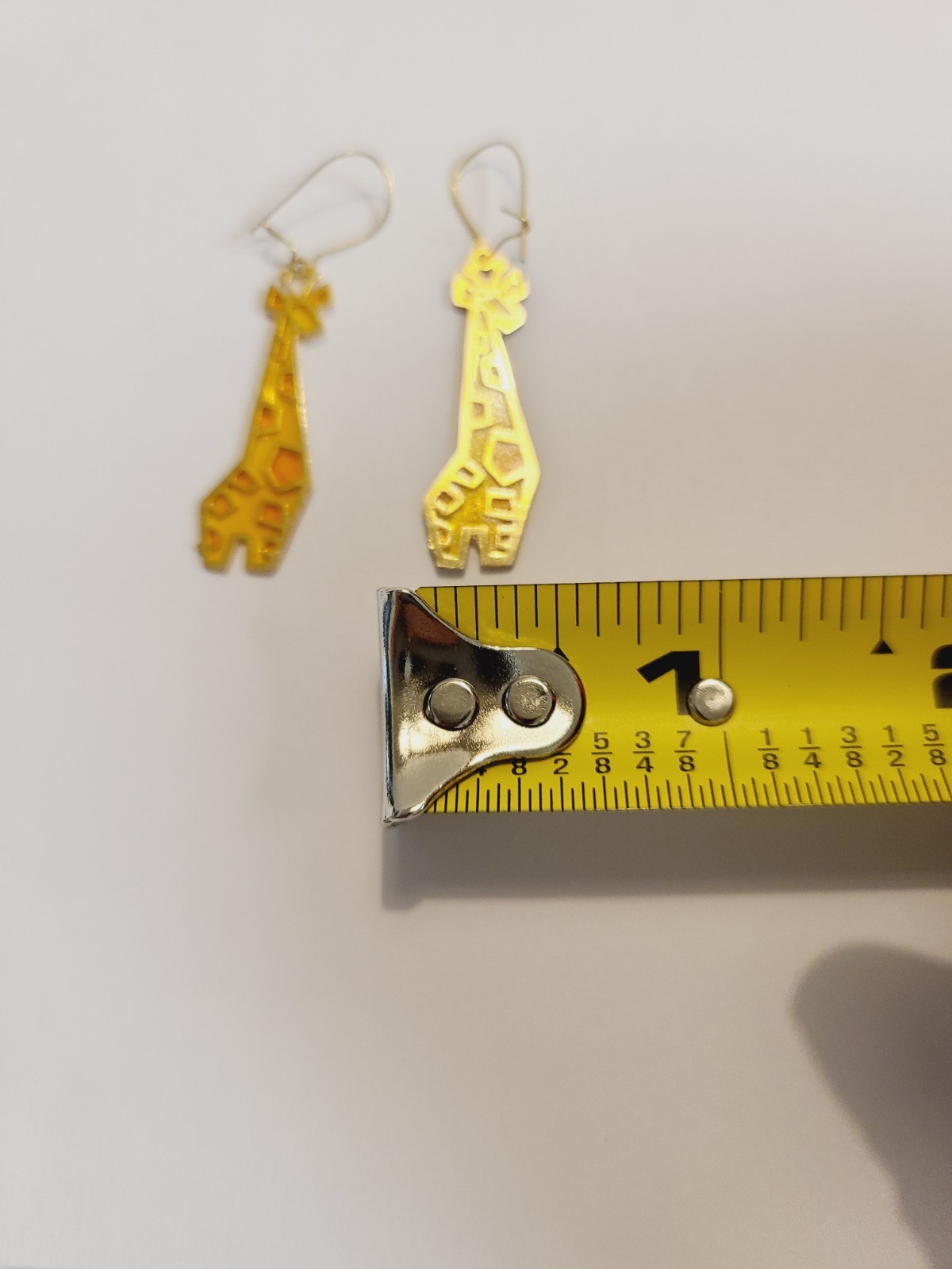 WHIMSICAL VINTAGE GIRAFFE SHAPED ENAMEL DANGLE EARRINGS