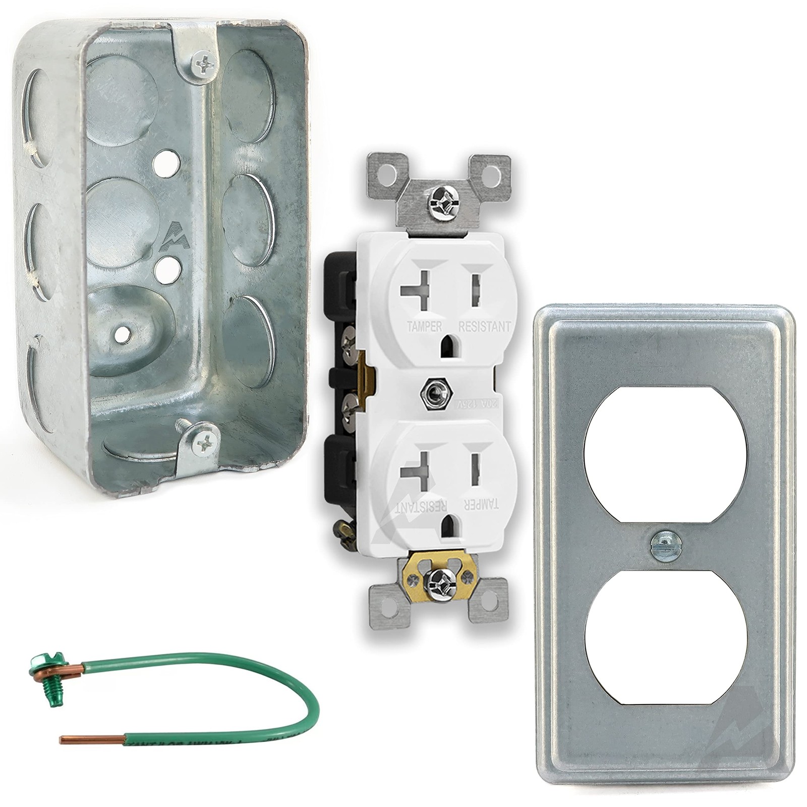 Outlet Box Kit, 2x4'' Utility Electrical Box, Duplex Receptacle 2x4'' Cover, ...