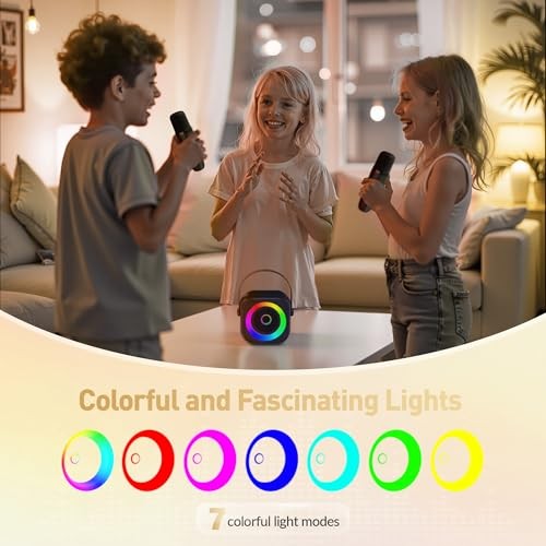 Mini Karaoke Machine, Portable Bluetooth Karaoke Speaker with 2 Wireless Black