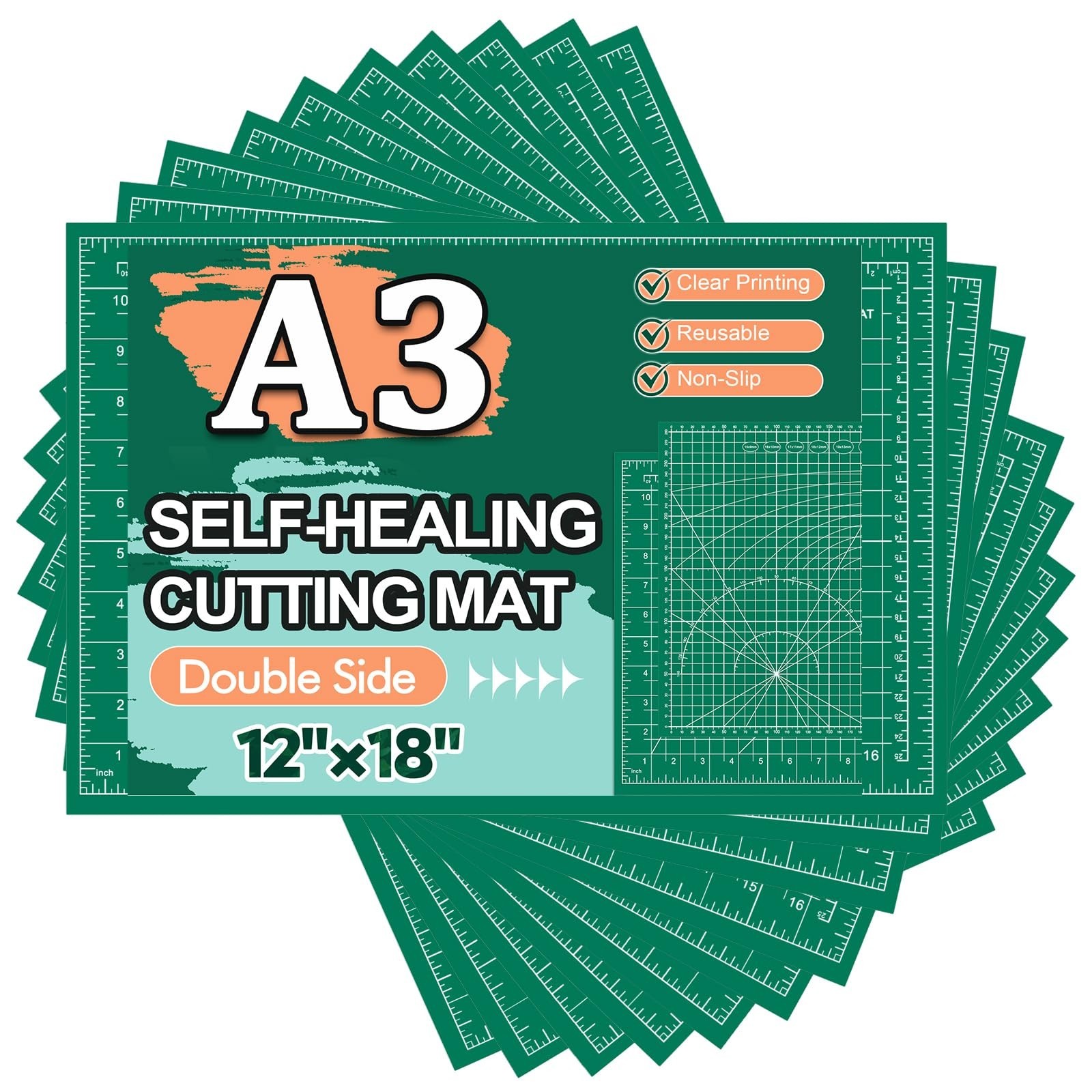 10 Pcs Self Healing Cutting Mat Bulk, 12"×18" Rotary Cutting Mats for Craft