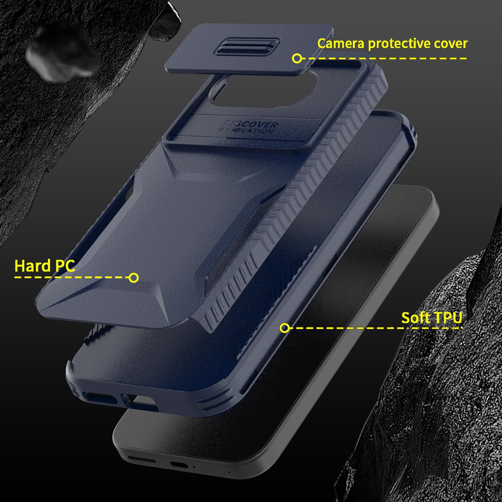 Google Pixel 9A Case Rugged Shockproof Slide Camera Cover with Screen Protector