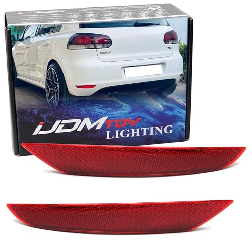 OE-Spec Red Lens Rear Bumper Reflector Replacements Compatible With