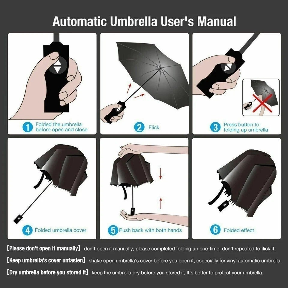 Automatic Umbrella Anti-UV Sun/Rain Windproof 3 Folding Compact Umbrella