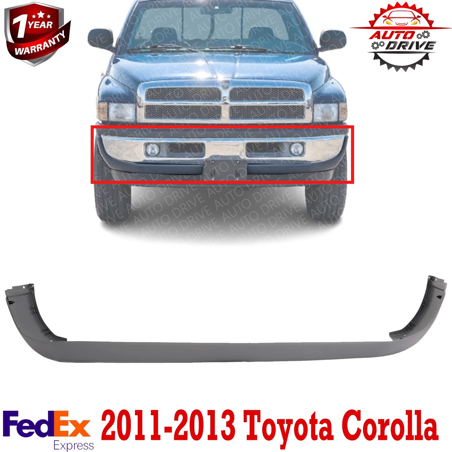 Front Lower Bumper Fascia For 1994-01 Dodge Ram 1500 1994-02 Dodge Ram 2500 3500