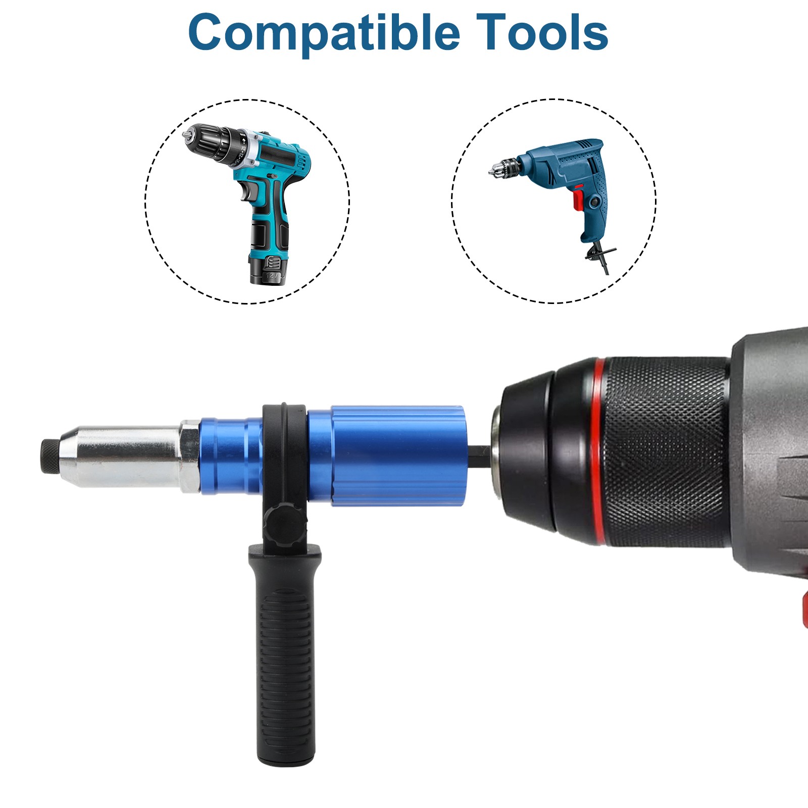 Electric Rivet Nut Gun Adapter Cordless Riveting Tool Insert Nut Drill Tool Kit