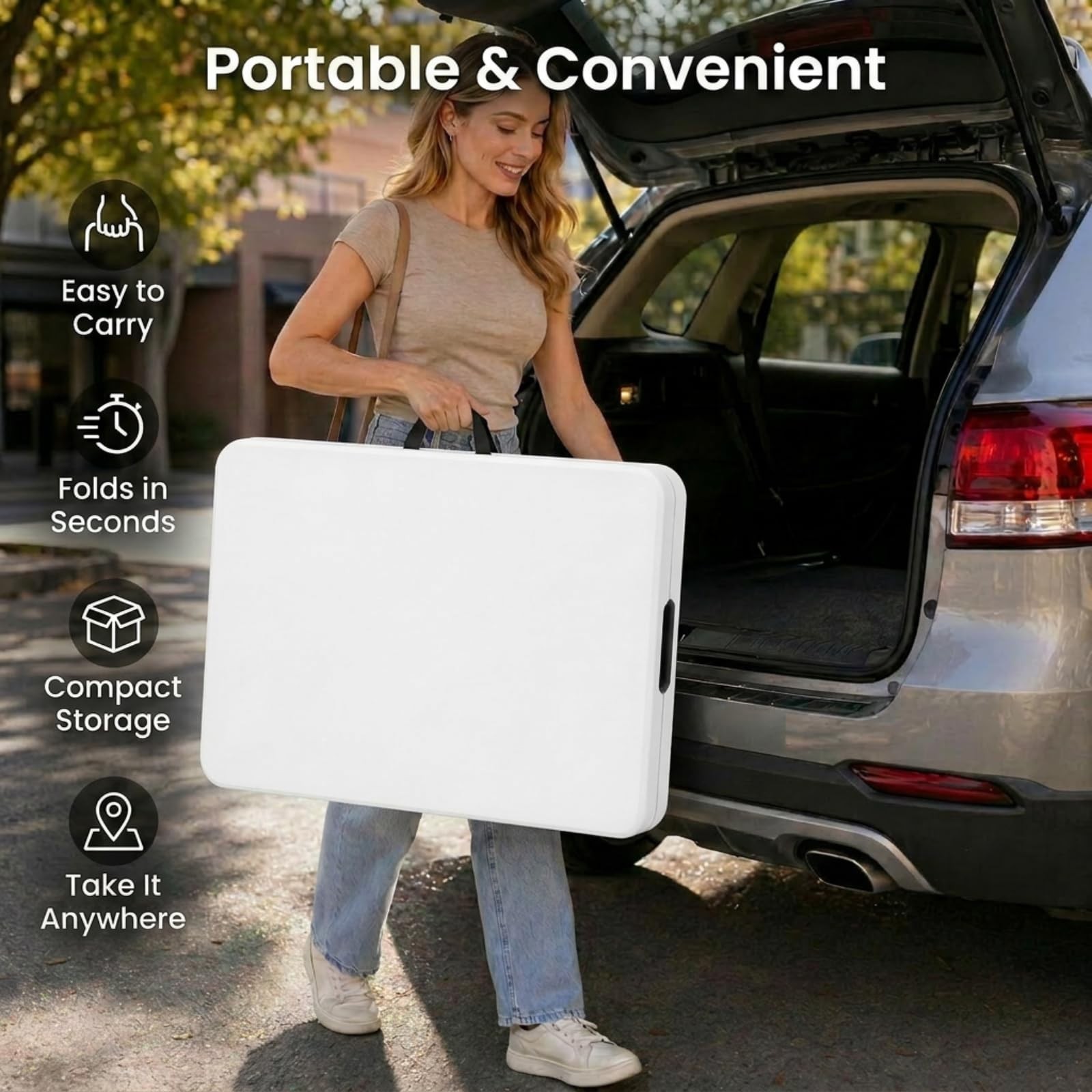 Best Folding Table 6 FT Lightweight Camping White Portable Plastic Rectangular