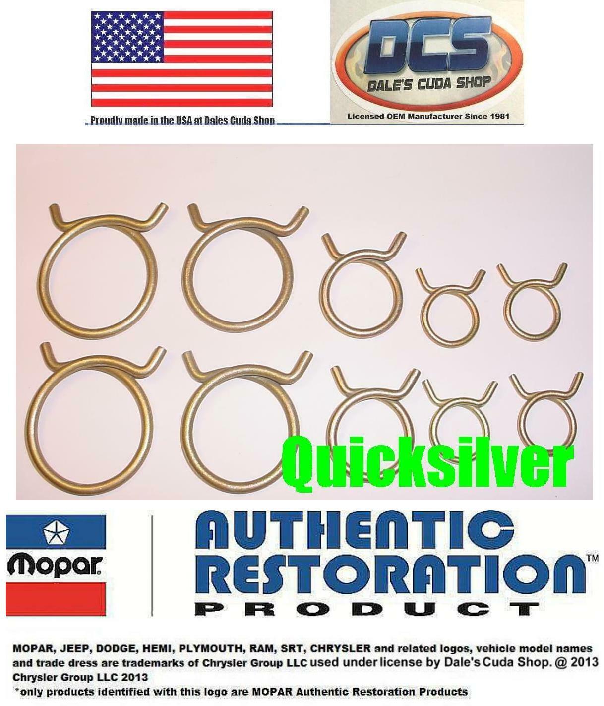 1967 1968 1969 Dodge Chrysler Plymouth 318 v8 Corbin Hose Clamp Kit 10pc