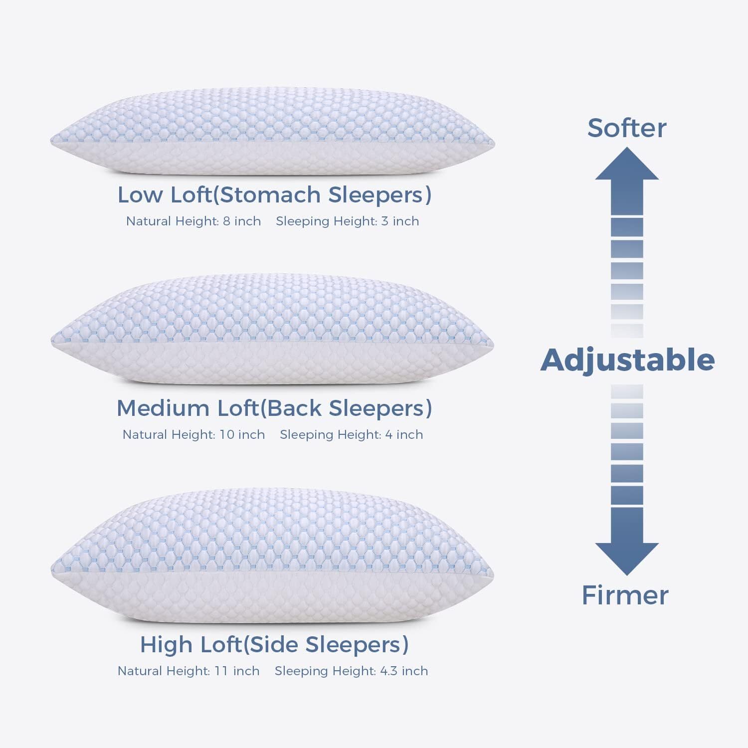Compressed Memory Foam Pillow King 2-Pack, Sleep Cooling Pillow 2-Pack