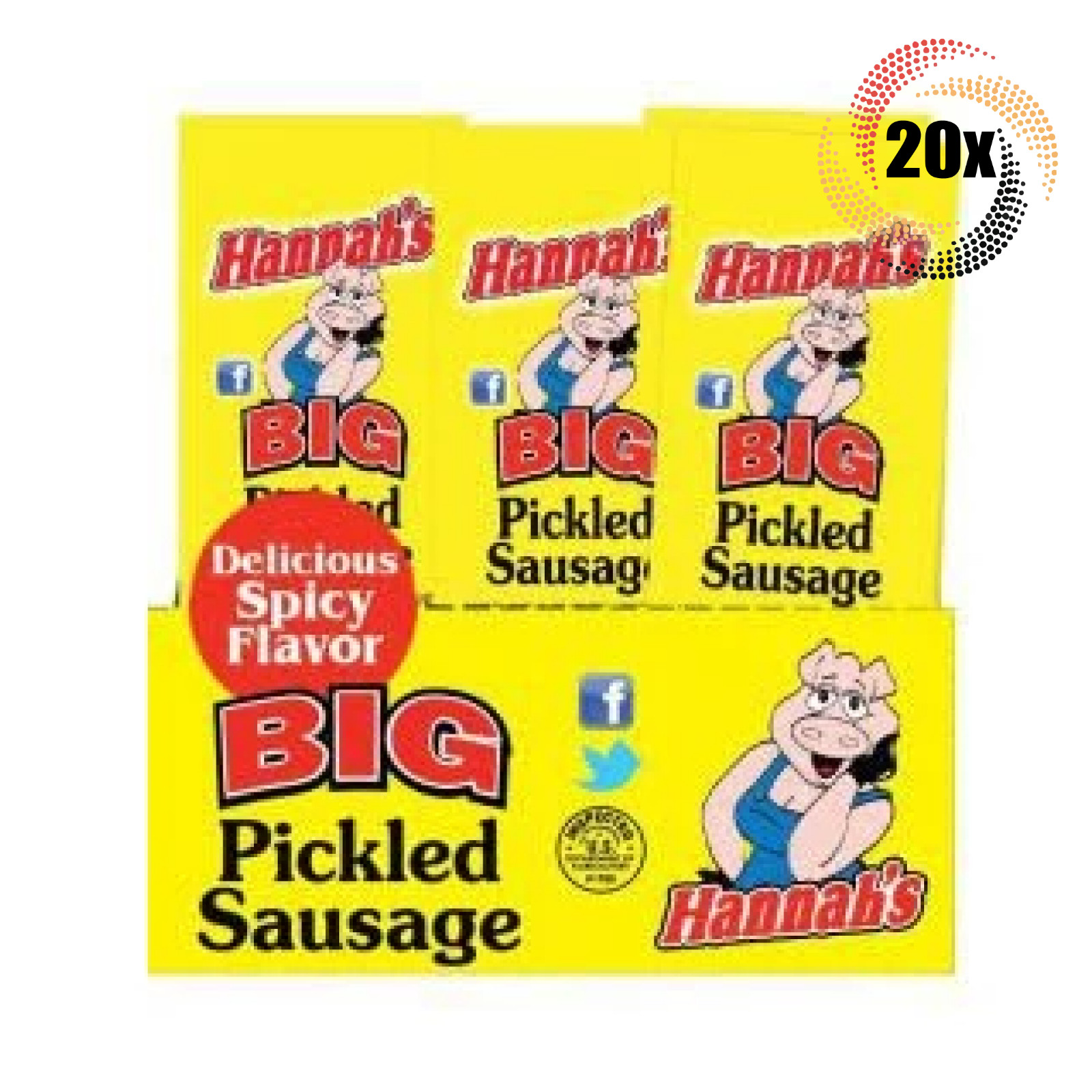 Full Box 20x Sausages Hannah's Big Pickled Sausage | 1.7oz | Chicken Beef & Pork