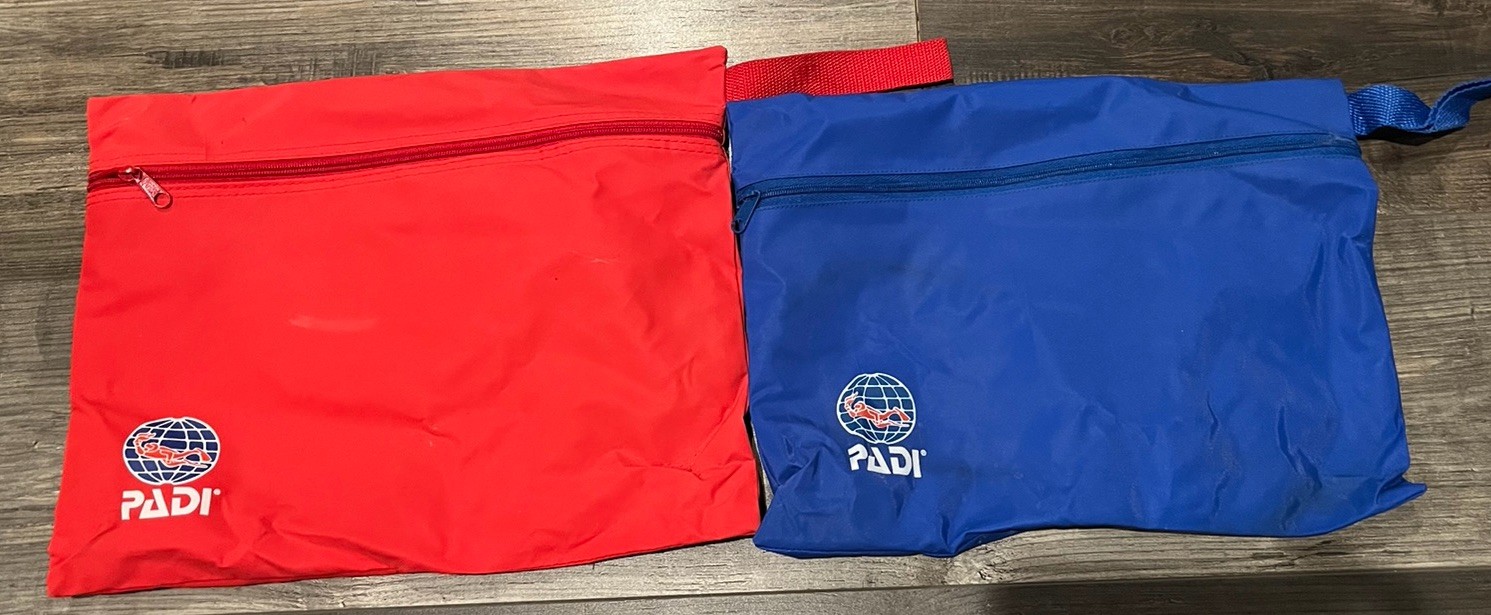 Lot of 2 PADI Red & Blue Zippered Book Document Bag