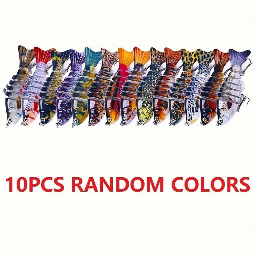 10pcs Bass Fishing Lures Kit - Multi-Jointed Slow Sinking & Topwater Baits