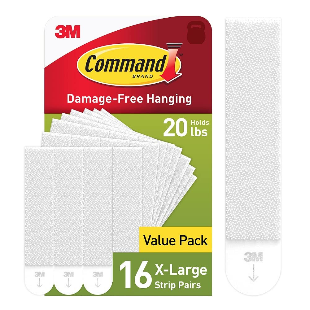 20 Lb XL Heavyweight Picture Hanging Strips 16 Pairs (32  Strips), Damage Free H