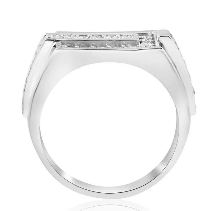 Prong Set Round Cut 1.03CT Lab-Created Diamond 935 Argentium Silver Men's Band
