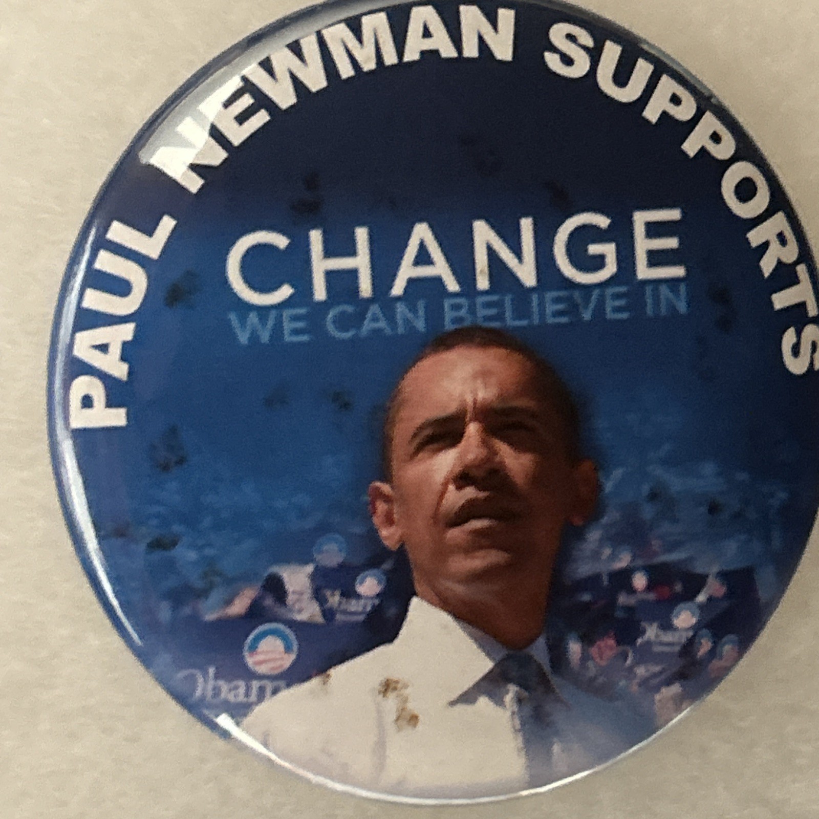 Paul Newman Supports Change Barack Obama  3” pinback button pin