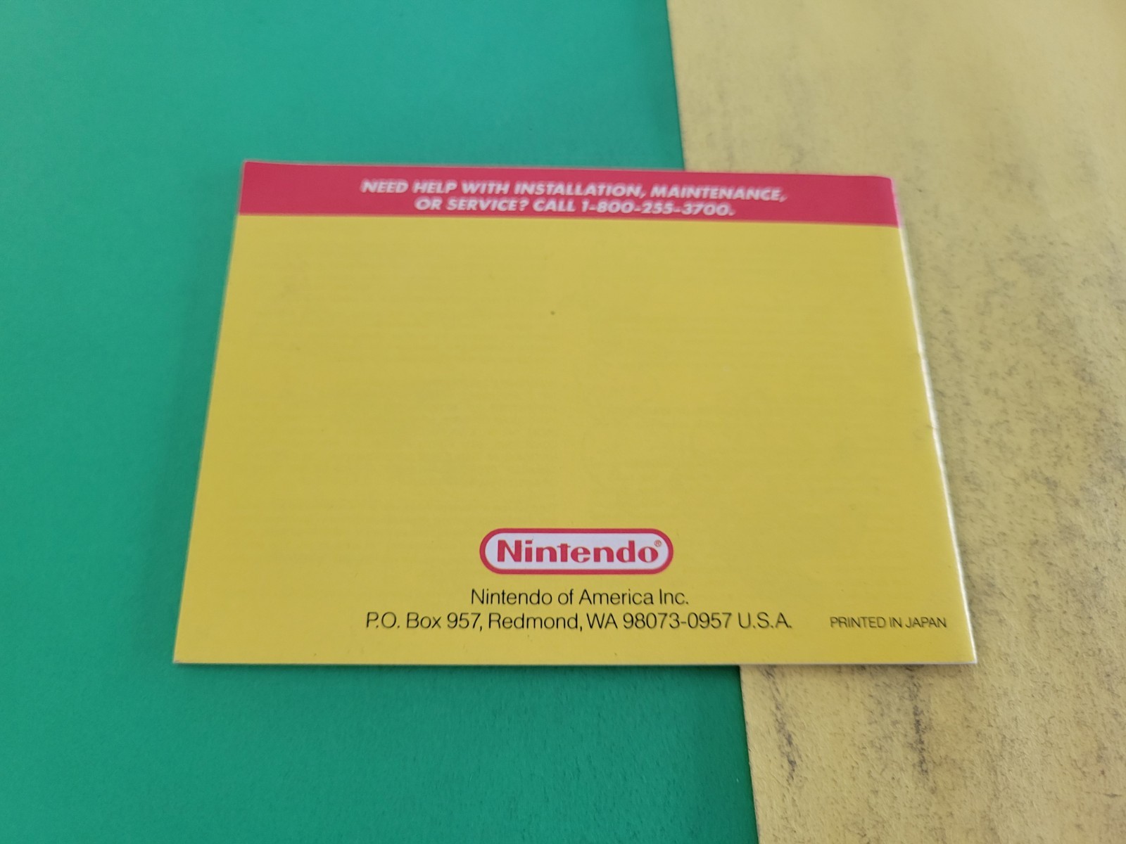 Game Boy Yoshi Instruction Booklet