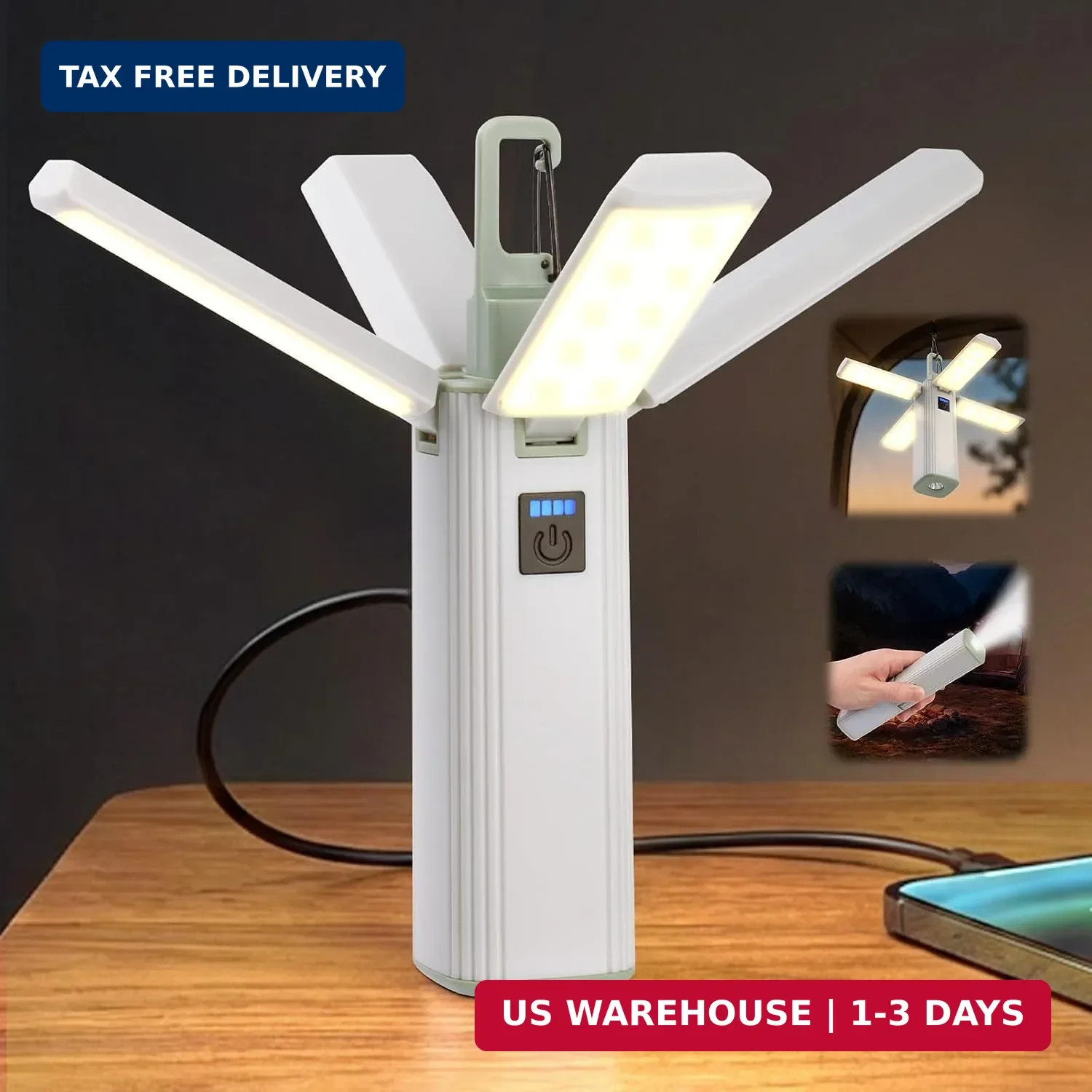 Foldable Camping Light Rechargeable Lantern,Solar LED Camping Lantern with 3 Mod