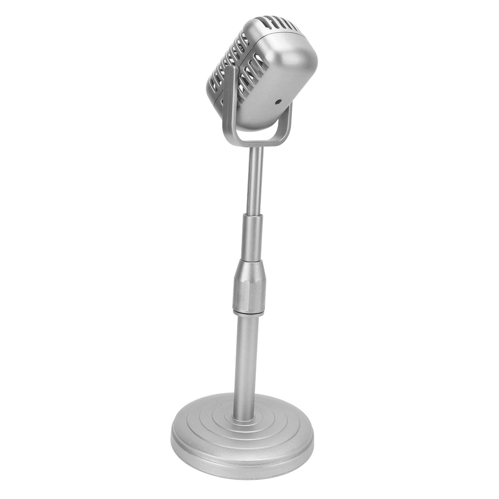 Vintage Microphone Prop Model with Adjustable Stand, Old Fashioned Desktop Mi...