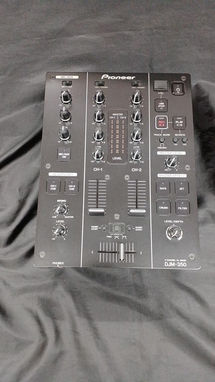 Pioneer DJM-350 2-Channel DJ Mixer USB Recording 4 Effects Black Used w/ Box