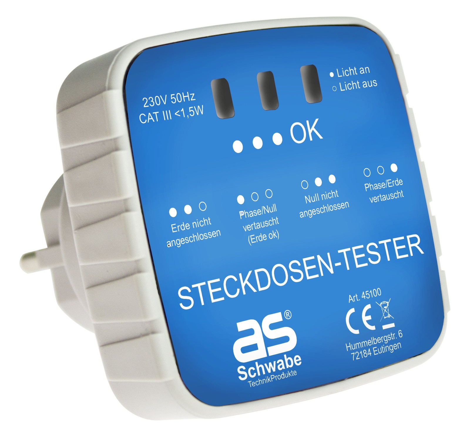 Connection test plug - diagnostic plug with indicator lights display - control...