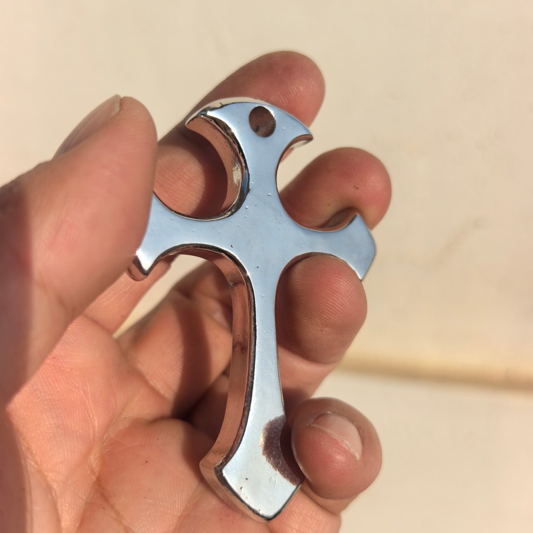 Brass Solid Cross Pendant EDC Tool - Electroplated surface - can be polished