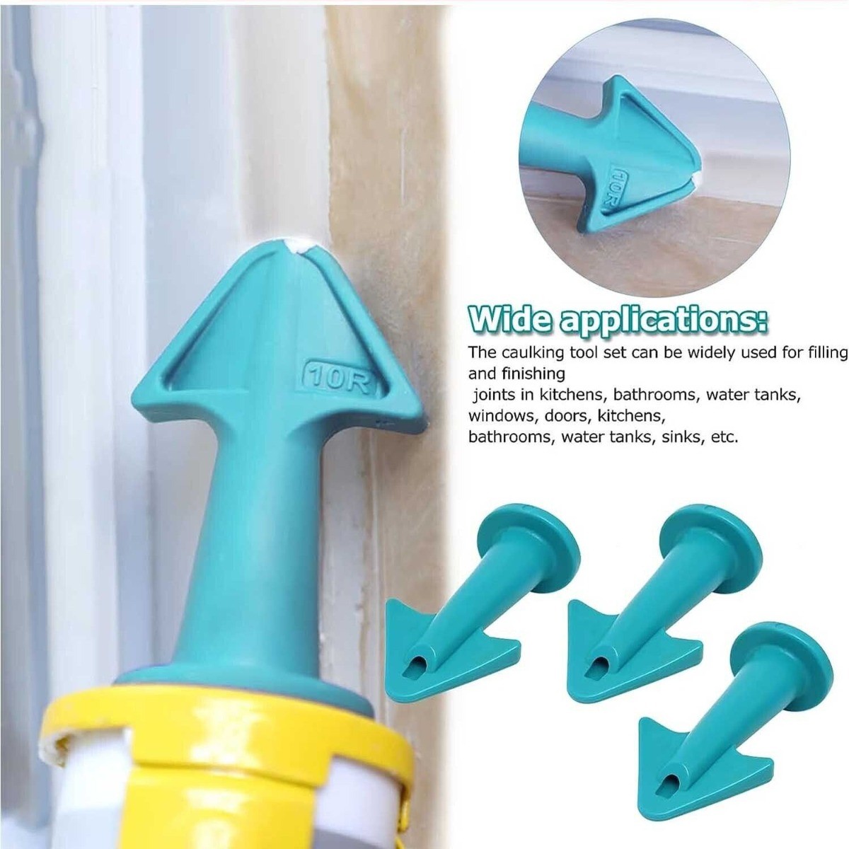 3pcs/set Silicone Caulk Nozzle Applicator Tool