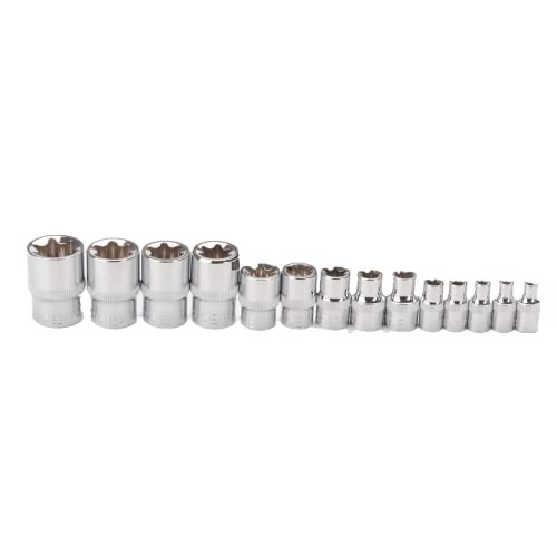 14 Pieces Female E-TORX Star Socket Set, E4 - E24 Torque Socket Set, 1/4"