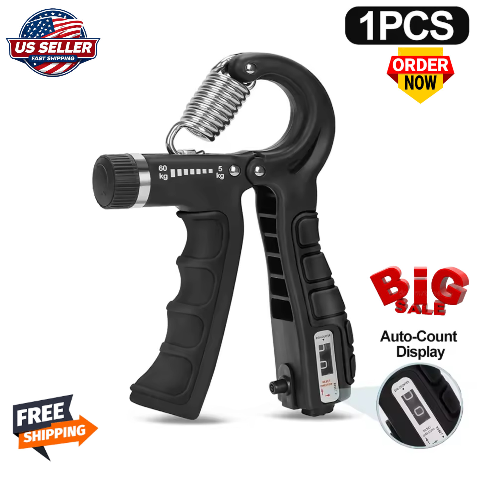 Hand Grip Strength Power Trainer Gripper Strengthener Adjustable Gym Exerciser