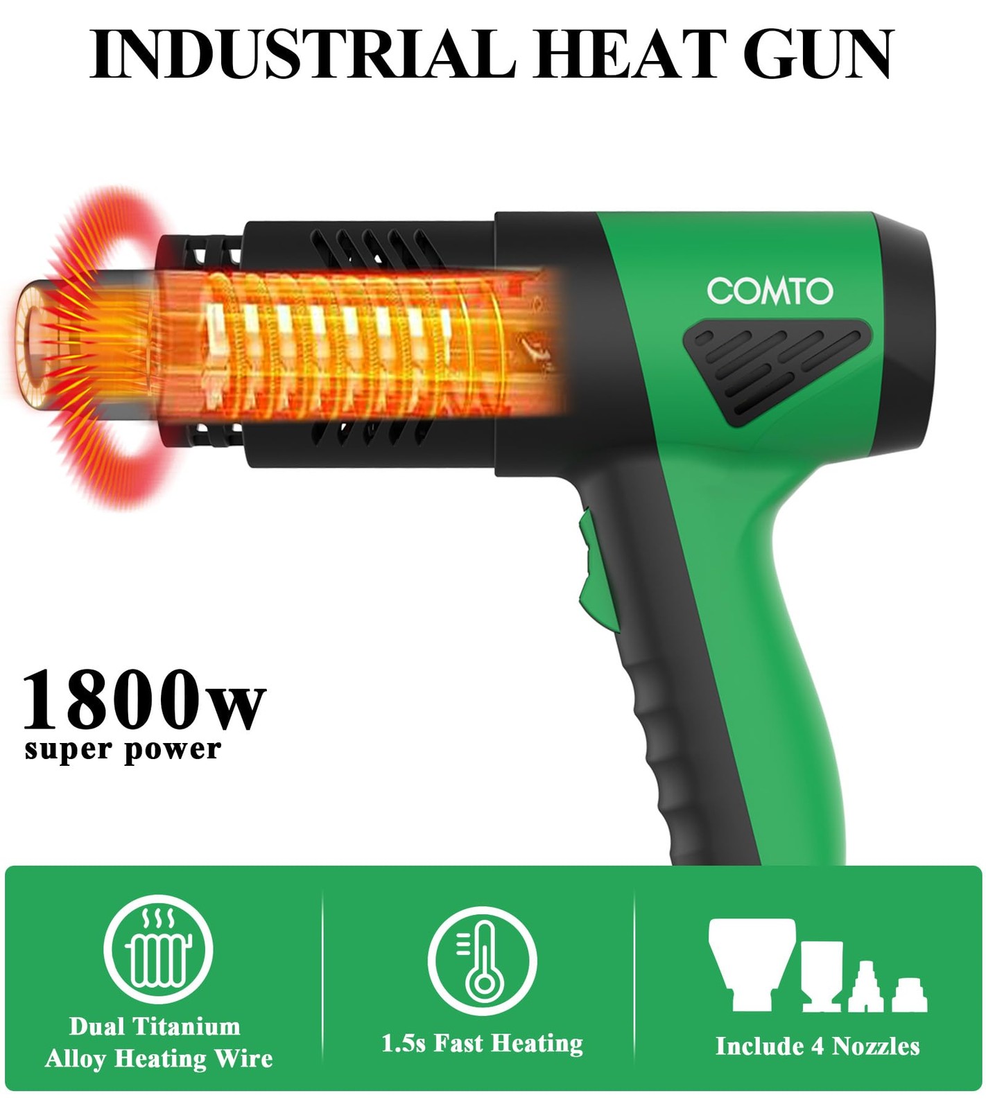 New Best 1800W Heat Gun with LCD Digital Display Variable Temperature Control